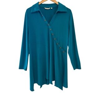 Soft Surroundings Women's Large Top Tamara Knit Tunic Asymmetrical Lagenlook